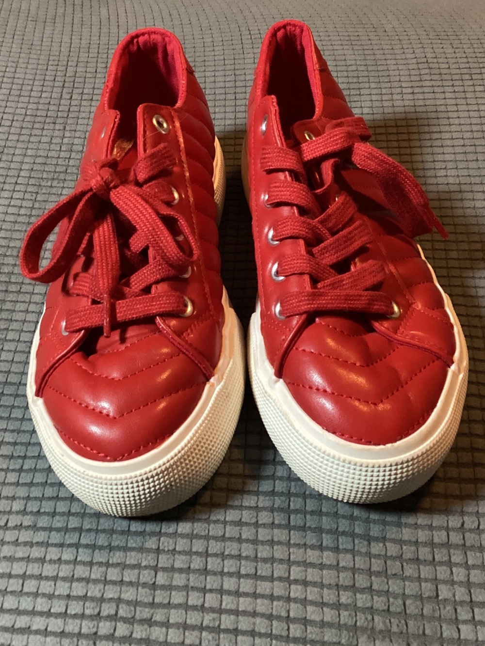 Women's Red Platform Sneakers - Picture 2 of 5